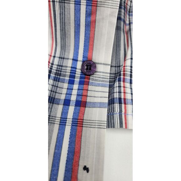 SOUTHPOLE Authentic Collection Blue Red Plaid‎ Short Sleeve Button Down Men's XL - Picture 7 of 7